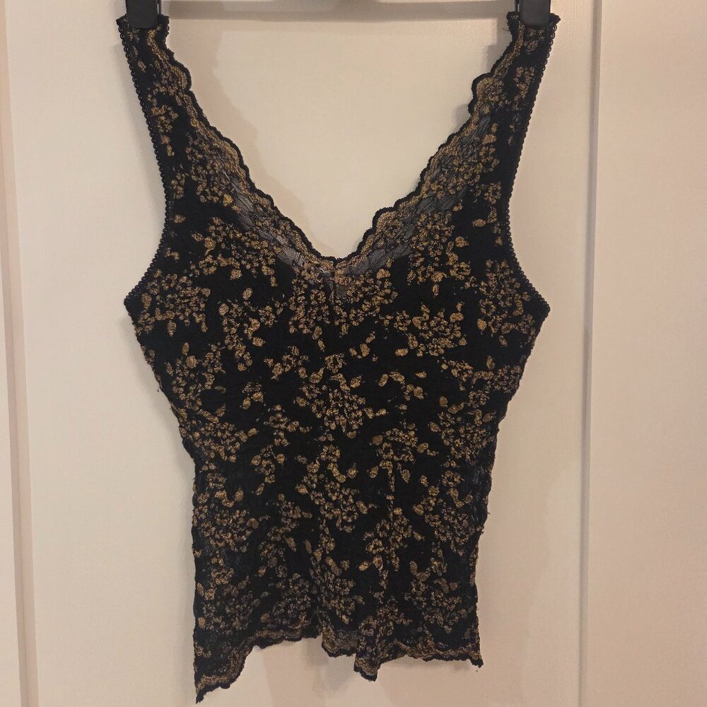 Papillon Blanc  black and gold lace camisole